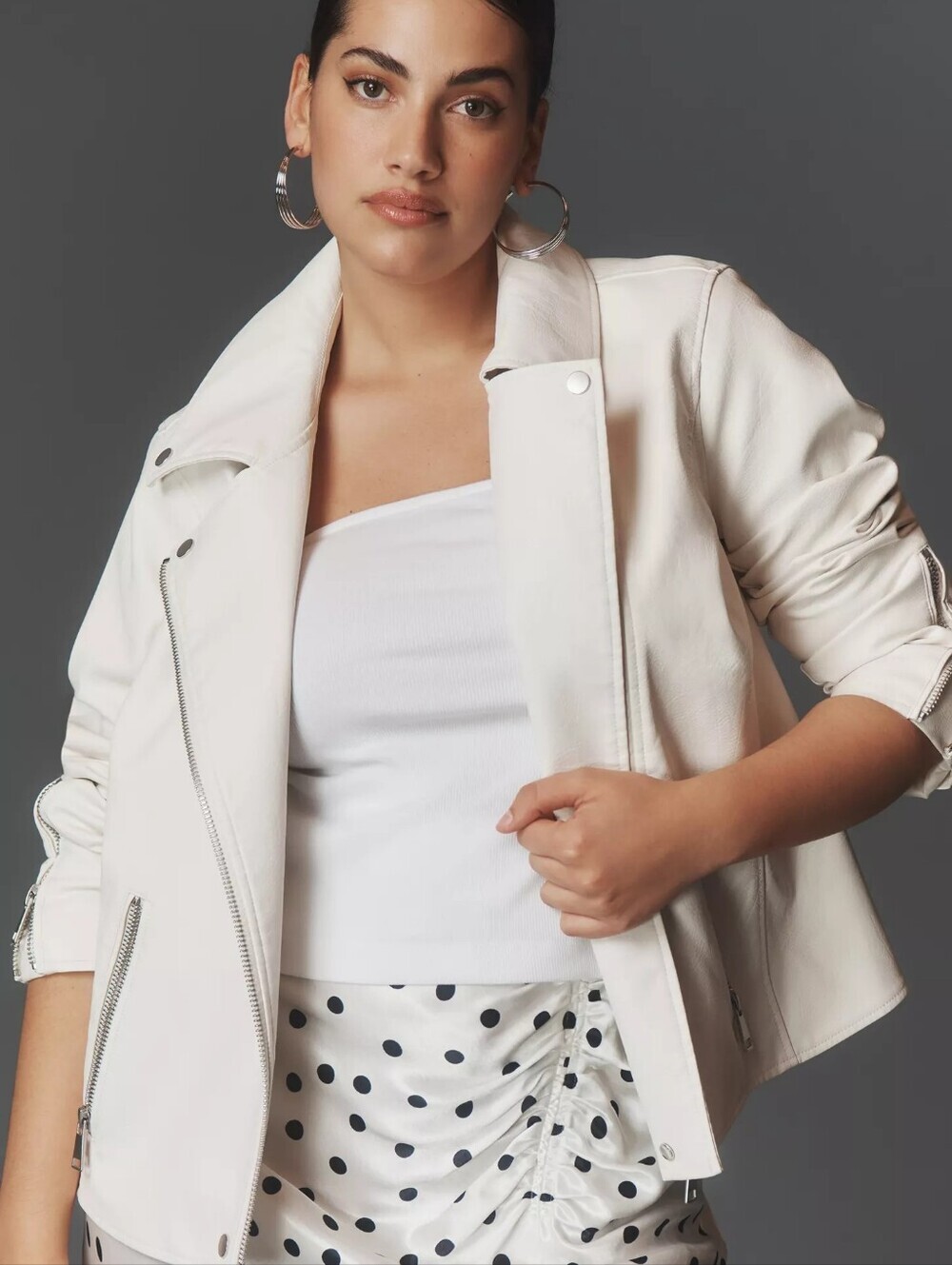 NWOT Anthropologie Ivory Moto Leather Jacket - Picture 5 of 16